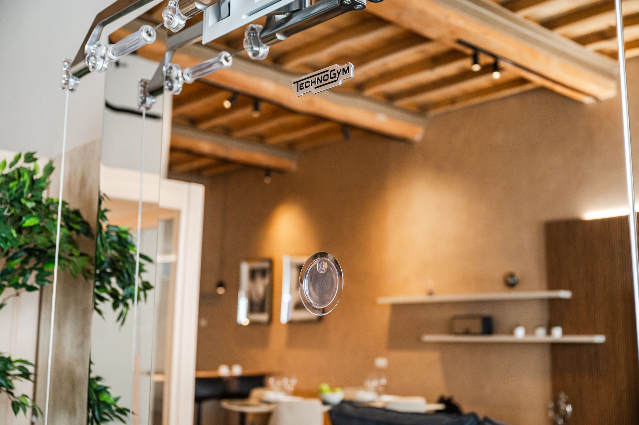 The fitness area seen as a whole, with the Kinesis beneath the beams